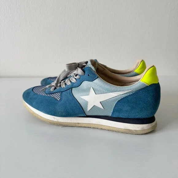 Haus Golden Goose Blue Sneakers with Neon Accents, Size 39 - Picture 3 of 6